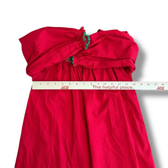 Marie‎ Nicole Girls XL Red Christmas Smocked Dress Holiday Embroidered Cotton - Picture 3 of 9